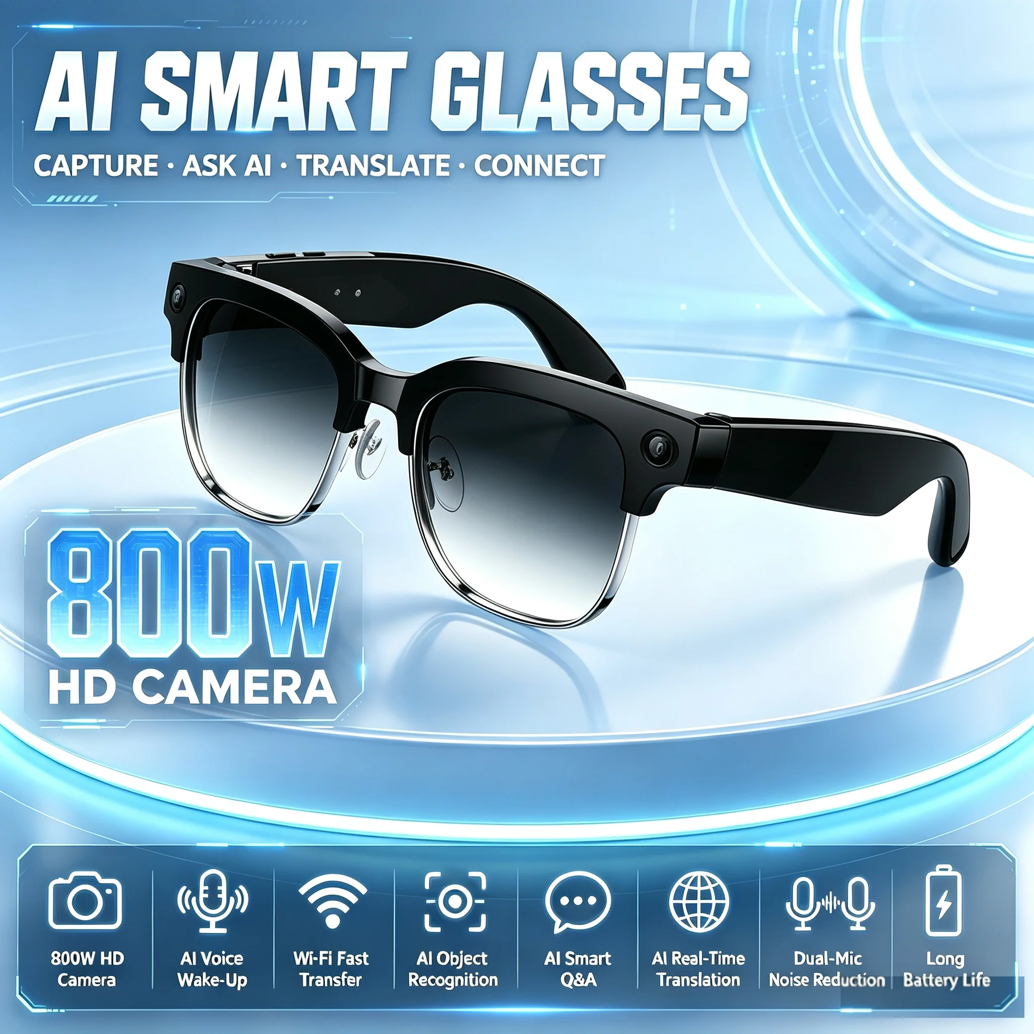Audio Music Arabic - AI Smart Glasses with Voice Wake