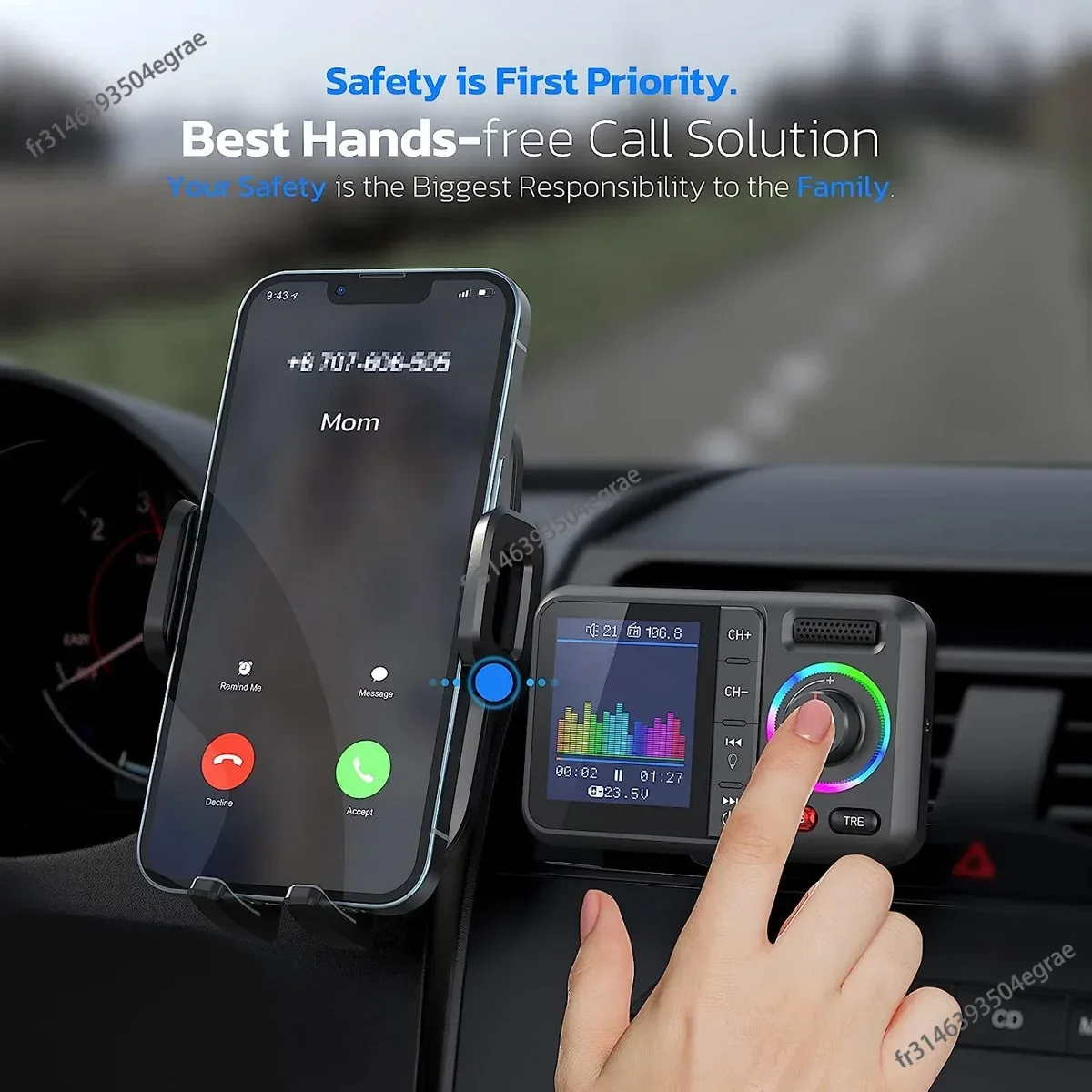Audio Music Play - Wireless FM Transmitter with Big Color