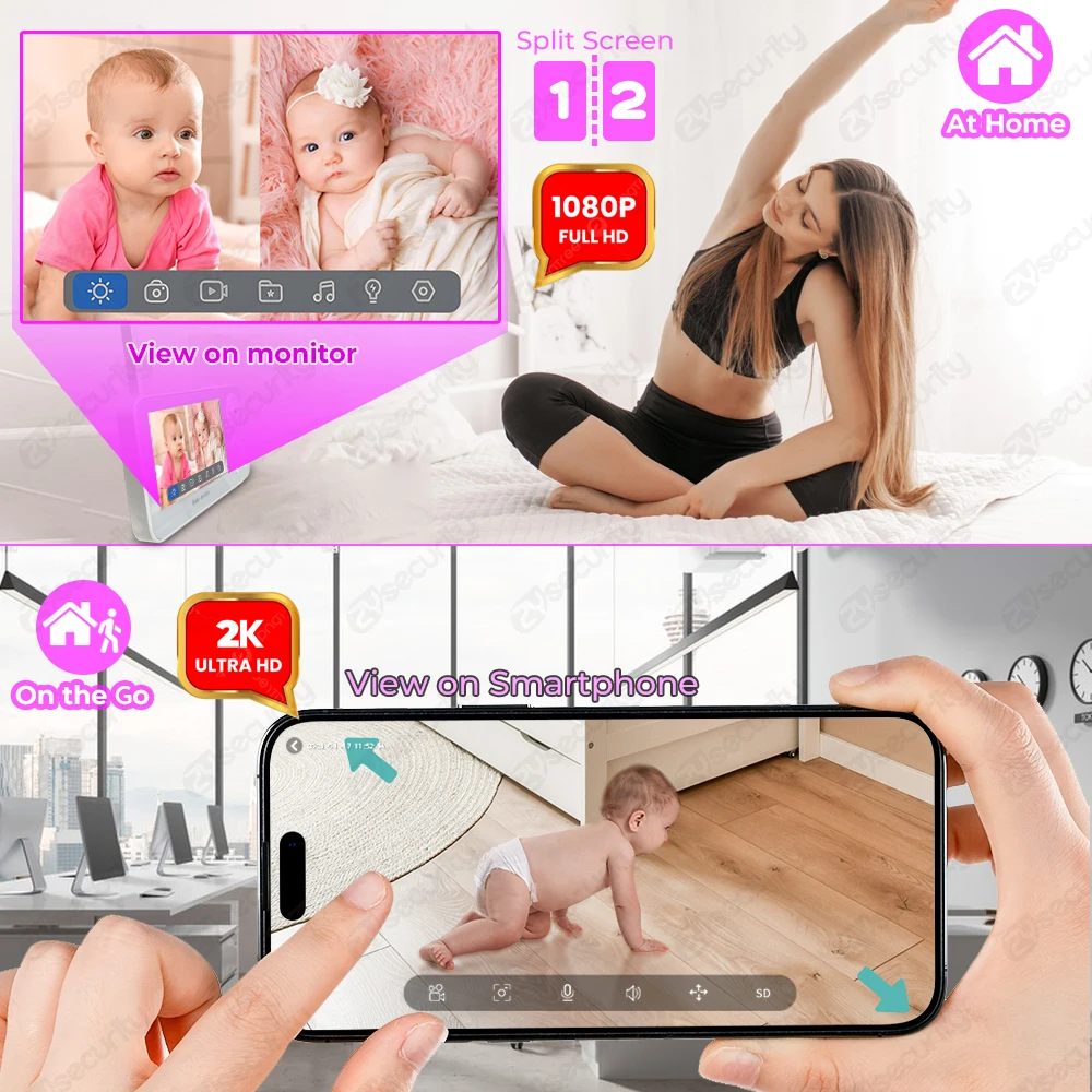 2K 3MP WiFi Baby Monitor with  - đánh giá và giá Audio Music Google